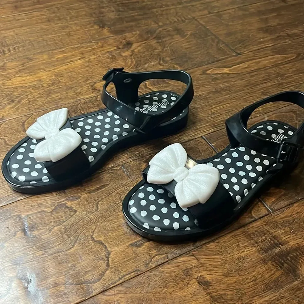 MINI MELISSA MINI MAR SANDAL PRINCESS BLACK & WHITE, size 4